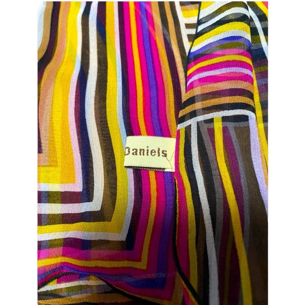 Susan Daniels Silk Chiffon Multicolored Striped Scarf. EUC